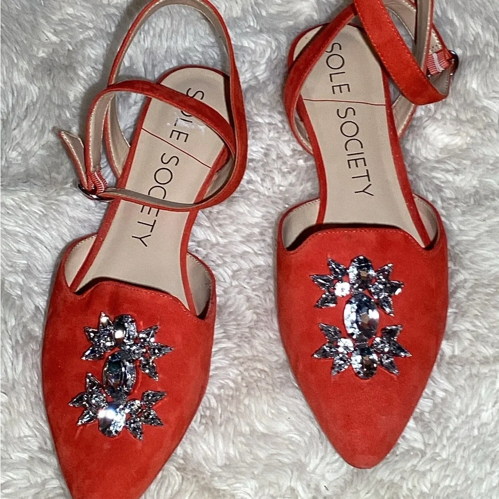 Sole Society Pearla Embellished Pointed Toe Leather Sandals size 9.5
